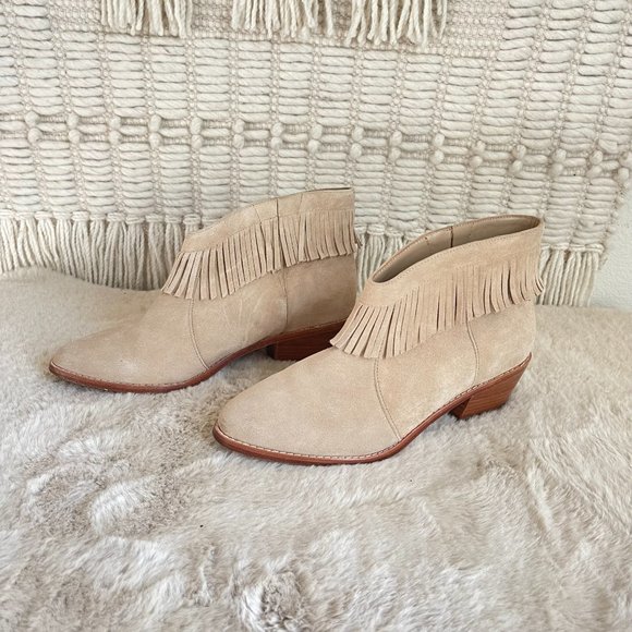 Joie Loren Suede Fringe Booties Size 9 - Picture 5 of 13